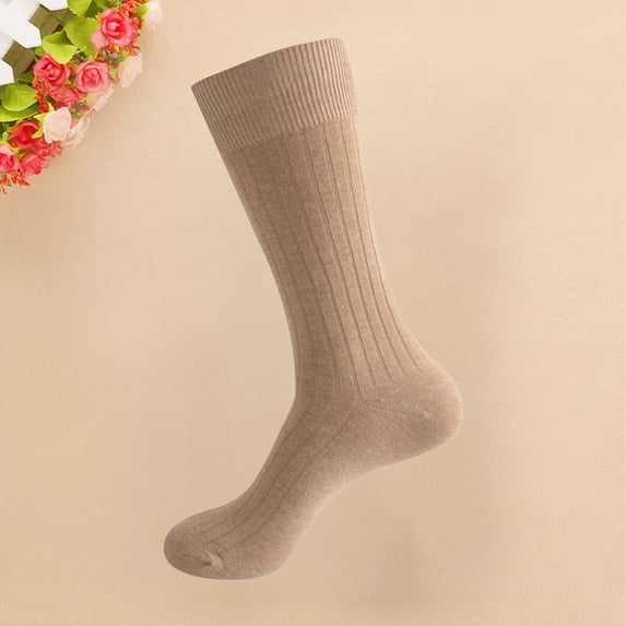 Helii Men's Solid Color Cotton Mid Tube Socks Business Casual Dress Socks for Autumn and Winter