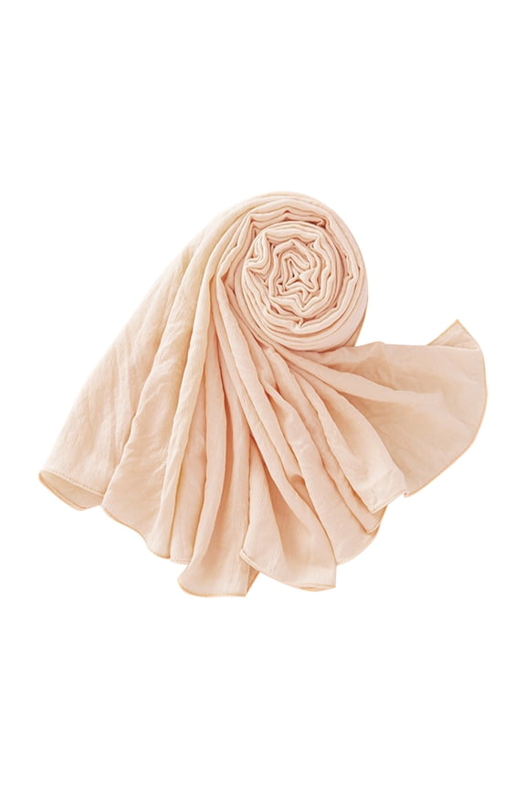 Muslim Hijab Scarf for Women, Extra Long Wrinkle Texture Polyester Shawl, Soft Breathable Solid Color Head Wrap for Prayer, Ramadan Gift, Lightweight Khimar Beige,One Size