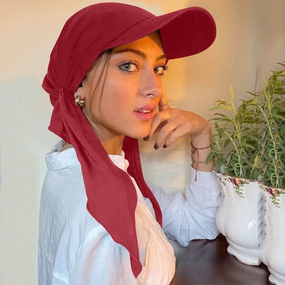 Helii One-Piece Hijab Baseball Cap with Visor for Women Men, Breathable Muslim Sport Hat, Quick Dry Full Coverage Headscarf Hat, Stretchy Sun Protection Cap Wine,One Size