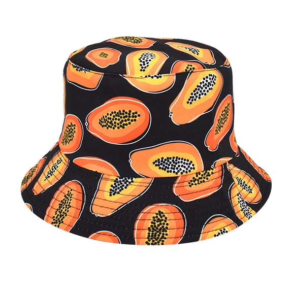 Helii Papaya Print Bucket Hat, Summer Trendy Fisherman Cap, Outdoor Casual Basin Hat for Women Men