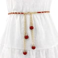 thumbnail image 1 of Helii Women Sweet Pearl Decorative Waist Chain Thin Belt Adjustable Metal Hook Dress Waistband, 1 of 8