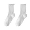 thumbnail image 1 of Helii Ruffle Edge Mid Tube Socks for Women – Soft Breathable Casual Crew Socks, Cute Frilly Lettuce Edge, Comfortable All-Season Wear, 1 of 6
