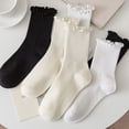 thumbnail image 1 of Helii Ruffle Edge Mid Tube Socks for Women – Soft Breathable Casual Crew Socks, Cute Frilly Lettuce Edge, Comfortable All-Season Wear, 1 of 6