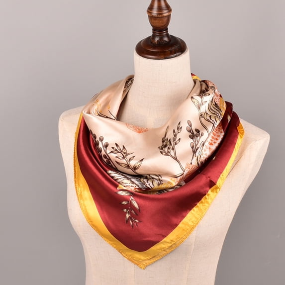 Helii Satin Scarf Women’s Fashion Printed Pattern Large Square Headscarf Headdress 35''x35''
