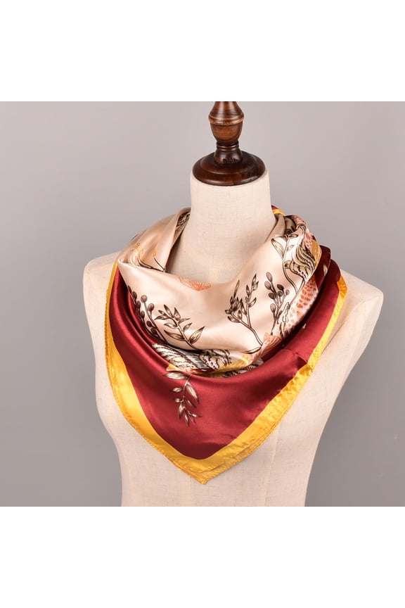 Satin Scarf Women’s Fashion Printed Pattern Large Square Headscarf Headdress 35''x35''
