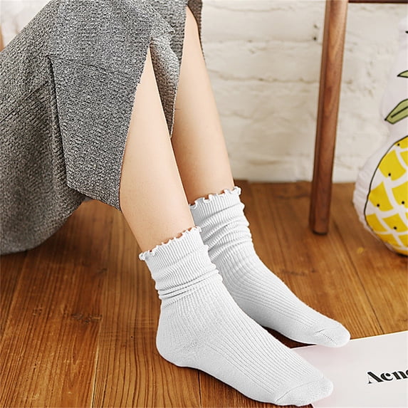 Helii Socks Cotton Ruffle Slouch Casual Daily Socks for Women