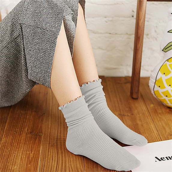 Helii Socks Cotton Ruffle Slouch Casual Daily Socks for Women
