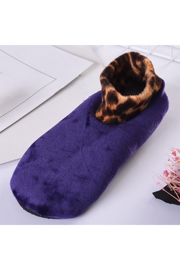 Socks for Women Leopard Print Fuzzy Thermal Slipper Socks Double Layer Thick Plush Winter Ankle Socks for Daily Wear