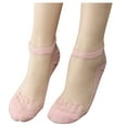 thumbnail image 1 of Helii Socks for Women LightWeight Thin Lace Silk Non Slip Casual Boot Socks Moisture Wicking Outdoor Workout Everyday Wear Summer Pink,Summer Sale, 1 of 5