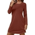 thumbnail image 1 of Solid Color Nightgowns for Women Crewneck Long Sleeve Sleepshirt Soft Comfy Dressy Pajamas Casual Sleepwear Coffee XXXL, 1 of 4