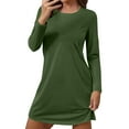 thumbnail image 1 of Solid Color Nightgowns for Women Crewneck Long Sleeve Sleepshirt Soft Comfy Dressy Pajamas Casual Sleepwear Green S, 1 of 4