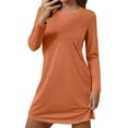 thumbnail image 1 of Solid Color Nightgowns for Women Crewneck Long Sleeve Sleepshirt Soft Comfy Dressy Pajamas Casual Sleepwear Orange XL, 1 of 4