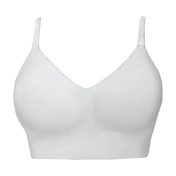 Helii Sport Bras for Women High support No Underwire, Seamless Full Coverage V-Bralette Push Up Comforable Bras White S