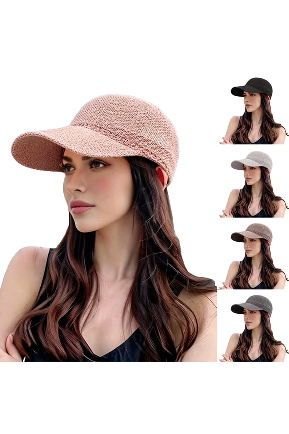 Straw Baseball Cap for Women Breathable Summer Sun Hat, Lightweight Open Weave Visor Cap with Adjustable Fit, Outdoor UV Protection Casual Cap for Travel Beach Grey,M