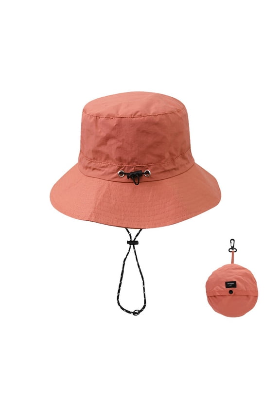 Summer UV Protection Bucket Sun Hat for Men and Women, Foldable Quick Drying Nylon Fisherman Hat with Windproof Rope, Portable Outdoor Travel & Climbing Cap with Storage Bag