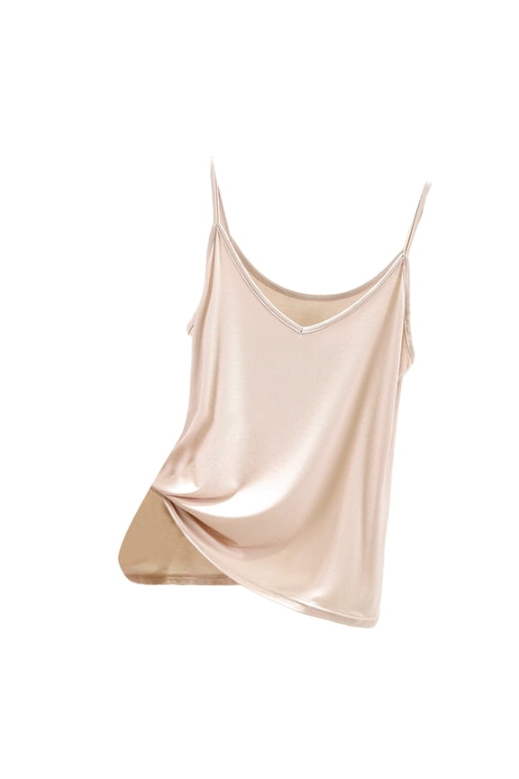Tank Tops for Women V Neck Solid Color Loose Fit Trap Camisole Tops Casual Basic Shirt Fashion Blouses Dressy Summer Going Out M-2XL Beige