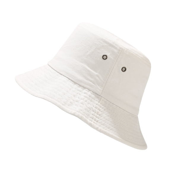 Helii Unisex 100% Cotton Bucket Hat UPF 50+, Wide Brim Foldable Sun Hat, Lightweight Packable Beach Hat for Men Women Summer Travel Outdoor White,M