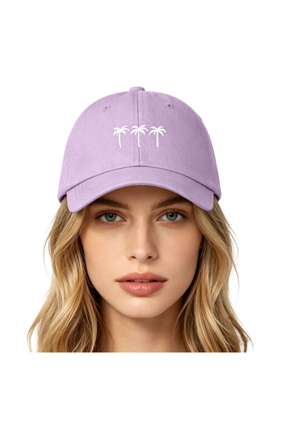 Unisex Embroidered Coconut Tree Baseball Cap – Washed Cotton Dad Hat with Beach Vacation Print, Adjustable Summer Sun Cap for Men Women Outdoor Hiking Purple,One Size