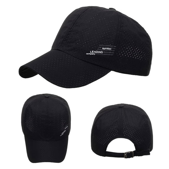 Helii Unisex Quick Dry Breathable Mesh Baseball Cap, Lightweight Running Sun Hat with Adjustable Snapback, UPF 50+ Outdoor Sports Cap for Men Women Hiking Golf Black,One Size