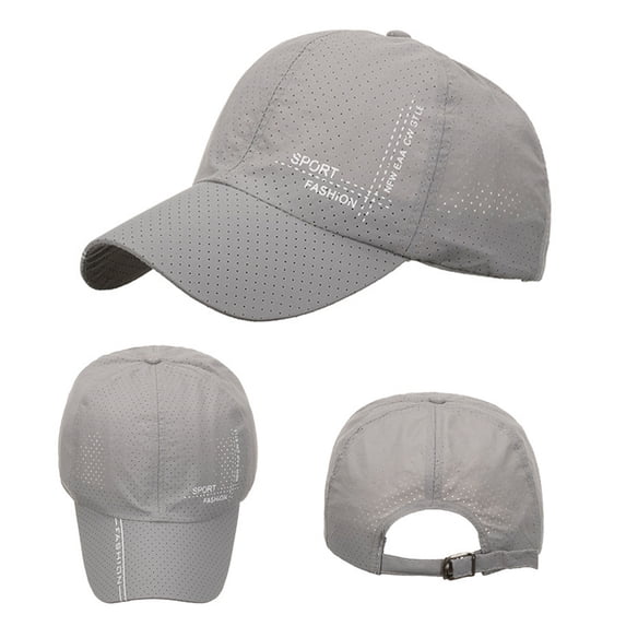 Helii Unisex Quick Dry Breathable Mesh Baseball Cap, Lightweight Running Sun Hat with Adjustable Snapback, UPF 50+ Outdoor Sports Cap for Men Women Hiking Golf Grey,One Size