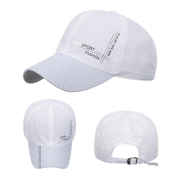 Helii Unisex Quick Dry Breathable Mesh Baseball Cap, Lightweight Running Sun Hat with Adjustable Snapback, UPF 50+ Outdoor Sports Cap for Men Women Hiking Golf White,One Size