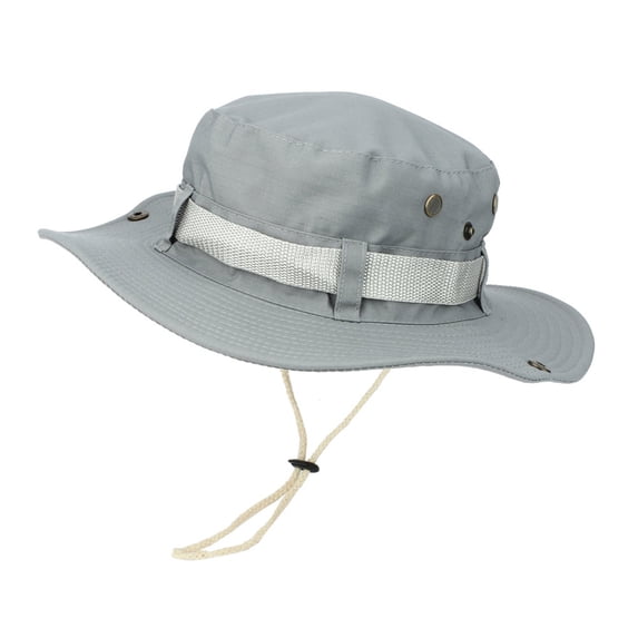 Helii Unisex UPF 50+ Wide Brim Boonie Hat, Lightweight Breathable Fishing Sun Hat, Foldable Packable Bucket Hat with Adjustable Chin Strap for Hiking Camping Beach Grey,One Size