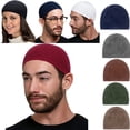 thumbnail image 1 of Helii Unisex Wave Pattern Knit Skull Cap Hat Breathable Lightweight Beanie Cap Chemo Cap Muslim Hijab Underscarf Cap Sleep Cap for Men Women Stretchy Soft Thin Chemo Hat, 1 of 3