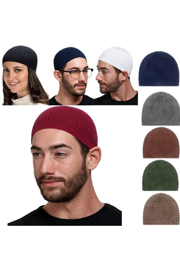 Unisex Wave Pattern Knit Skull Cap Hat Breathable Lightweight Beanie Cap Chemo Cap Muslim Hijab Underscarf Cap Sleep Cap for Men Women Stretchy Soft Thin Chemo Hat