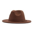 thumbnail image 1 of Helii Unisex Wide Brim Fedora Hat, Cotton Blend Felt Panama Hat with Belt Buckle, Classic Dress Hat, Adjustable Jazz Hat for Men Women Wedding Church Daily Brown,One Size, 1 of 1