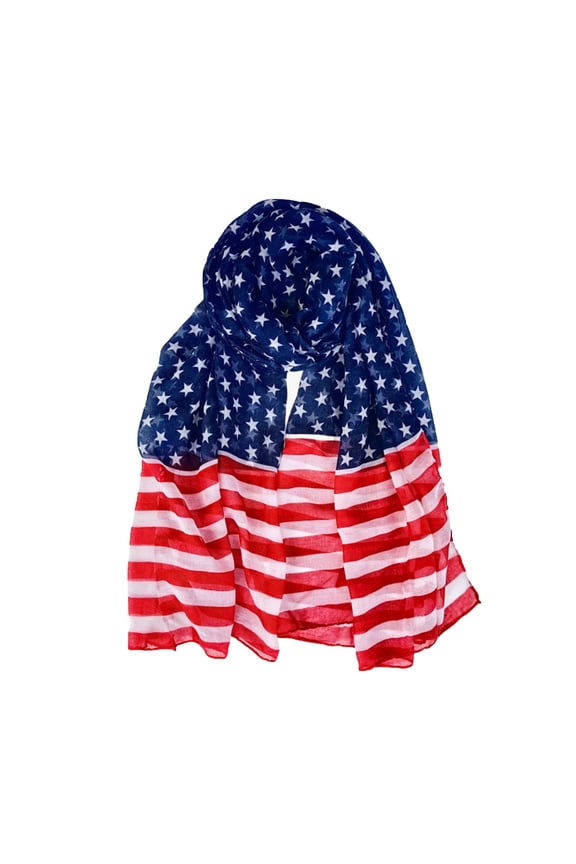 Voile USA Flag Scarf Patriotic Americana Shawl Lightweight Wrap for Men and Women