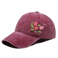 thumbnail image 1 of Helii Washed Cotton Embroidered Flower Baseball Cap Dad Hat: Soft 6 Panel Curved Brim Sun Hat for Women Men Adjustable Floral Sports Cap Wine,One Size, 1 of 4