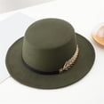 thumbnail image 1 of Helii Wide Brim Hat Fedora Hat Derby Hat Flat Top Hat Dress Hat Vintage Hat for Men Women with Satin Ribbon & Gold Wheat for Wedding Church Blackish Green,One Size, 1 of 3