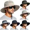 thumbnail image 1 of Helii Wide Brim Sun Hat for Men Women – Breathable Mesh Bucket Fishing Hat, Lightweight Quick Dry Outdoor Booney Cap with Chin Strap for Hiking Beach Gardening Dark Gray,A, 1 of 7