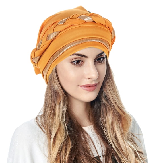 Helii Women Braid Turban Hat Stretch Fashion Headwrap Chemo Cap Satin Soft Head Scarf Wrap Cover Sun Hats Cowboy Hat