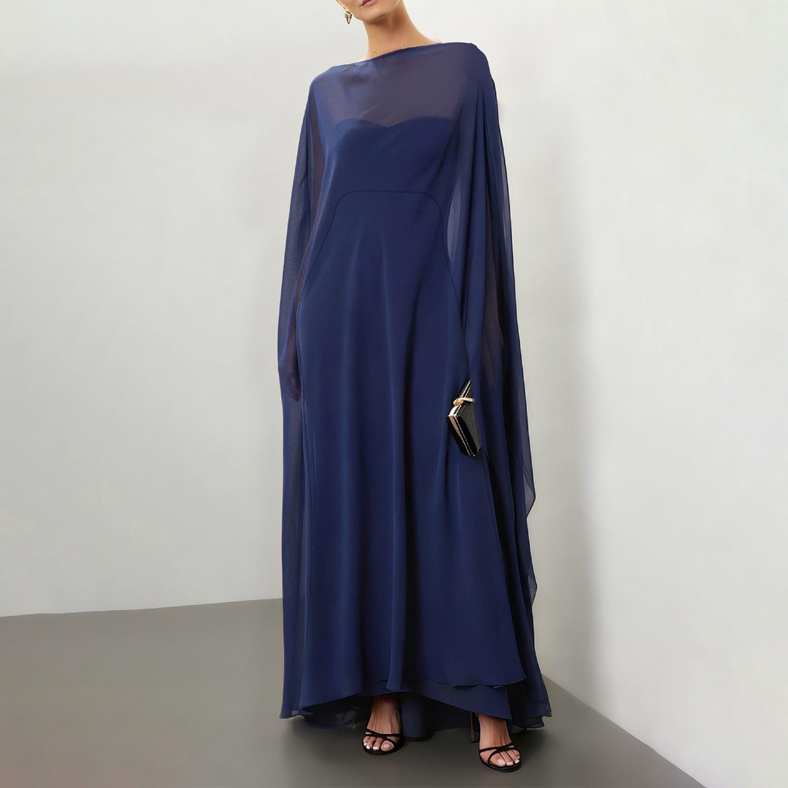 chiffon poncho dress Helii Women Cape Mesh – Boat Neck Sheer Bolero for Evening Dress, Lightweight Batwing Sleeve Shrug for Wedding Party Beach, Polyester Cover Up Navy,One Size Jump V-Neck Shirred Lace-Up soft tones s-m With its sheer chiffon Flavor:Butterscotch Wedding dress with