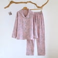 thumbnail image 1 of Helii Women Cotton Pajamas Set Long Sleeve Notch Collar Top and Pants Soft Breathable Sleepwear Lounge Set with Bamboo Floral Print Button Down Elastic Waist 2 Piece Pjs 3 Colors Pajama Set, 1 of 7