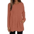 thumbnail image 1 of Helii Women Fall Long Sleeve Shirt Tunic Tops Knit Dressy Sweatshirt Crew Neck Pullover Clothes with Pockets for Women Causal Orange XL, 1 of 5