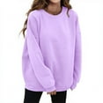 thumbnail image 1 of Helii Women Fall Oversize Sweatshirts Crew neck Fleece Long Sleeve Pullover Shirts Y2K Outfit Causal Clothes Light Violet S, 1 of 6