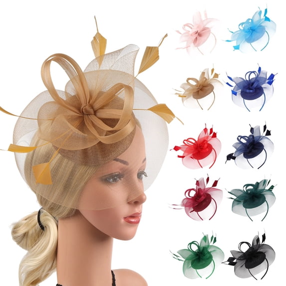 Helii Women Fascinator Hat Flower Mesh Headband with Clip Tea Party Wedding Headwear