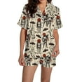 thumbnail image 1 of Helii Women Halloween Graphic Printed Button Shirt Pajamas Sets Silk Satin Cute Sleepwear Short Sleeve Tops White M, 1 of 5