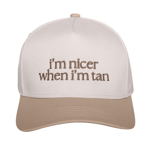 Helii Women Men Unisex Two Tone Mesh Trucker Cap Embroidered Baseball Hat I Am Nicer When I Am Tan Adjustable Snapback Summer Breathable Lightweight Outdoor Beach Sun Protection Hat