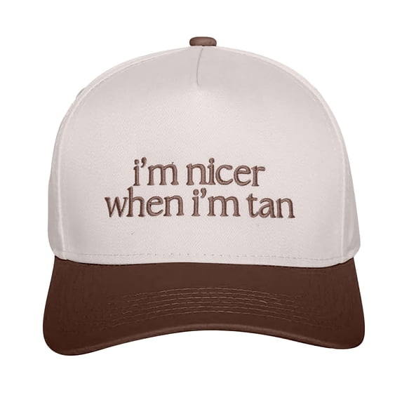 Helii Women Men Unisex Two Tone Mesh Trucker Cap Embroidered Baseball Hat I Am Nicer When I Am Tan Adjustable Snapback Summer Breathable Lightweight Outdoor Beach Sun Protection Hat