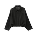 thumbnail image 1 of Helii Women Oversized Suede Effect Jacket With Shoulder Collared Neck Zip Up Coat Casual Fall Winter Outerwear Trendy Streetwear Faux Suede Bomber Jacket for Daily Wear Travel Shopping Work, 1 of 7