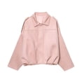 thumbnail image 1 of Helii Women Oversized Suede Effect Jacket With Shoulder Collared Neck Zip Up Coat Casual Fall Winter Outerwear Trendy Streetwear Faux Suede Bomber Jacket for Daily Wear Travel Shopping Work, 1 of 8