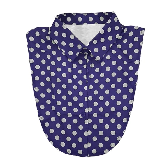 Helii Women Polka Dot Faux Collar Detachable Dickey Blouse Half Shirt Button Front Pointed Collar Layer Accessory for Sweater Cardigan Adjustable Purple,One Size