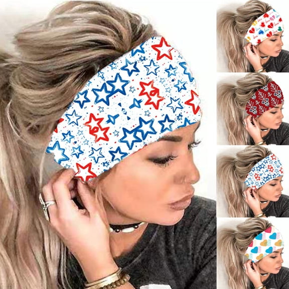 Helii Women Print Elastic Headbands Stretch Wide Head Wraps Boho Yoga Turban Hair Accessories