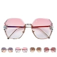 thumbnail image 1 of Helii Women Rimless Rhinestone Hexagon Sunglasses: Gradient Lens UV400 Protection Lightweight Metal Frame Sparkly Sun Glasses for Face Slimming Orange,One Size, 1 of 3