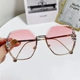 thumbnail image 1 of Helii Women Rimless Rhinestone Hexagon Sunglasses: Gradient Lens UV400 Protection Lightweight Metal Frame Sparkly Sun Glasses for Face Slimming Pink,One Size, 1 of 3
