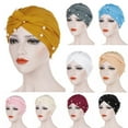 thumbnail image 1 of Helii Women Ruffle Pearl Beading Turban Hat Elegant Muslim Wrap Baseball Cap for Daily Wear, 1 of 2