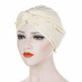 thumbnail image 1 of Helii Women Ruffle Pearl Beading Turban Hat Elegant Muslim Wrap Baseball Cap for Daily Wear, 1 of 2